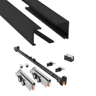 Saheco SV-X110 Track 1 sliding door kit in matt black lacquered aluminium