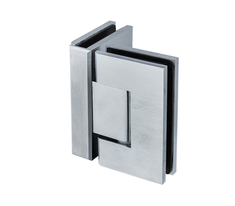  Illustration of heavy-duty glass to glass hinges, showcasing their robust design and strength for glass installations.