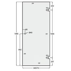 Illustration of hinged doors for shower panels