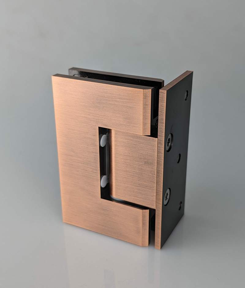 Illustration of glass to wall shower hinge for glass installations