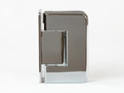 L shape 90 degree hinge with an extended back plate in polished chrome