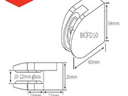 Glass Clamp - Round Profile Flat Back - Suit 10-12mm Glass - Matt Black