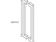 Square Pull Handle - 625mm x 25mm - 600mm CTC