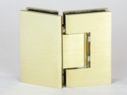 Heavy duty shower hinge in 135 degrees for glass to glass in brushed gold finish