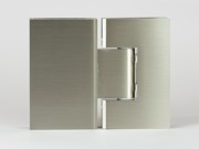 Brushed nickel adjustable angle glass to glass hinge