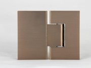 180 degree glass to glass shower hinge in a bronze finish