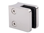 Glass Clamp - Square Profile Round Back - Suit 10-12mm Glass - Polished Stainless Steel