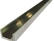 Shower wall glazing channel - pictured in a polished satin annodized finish