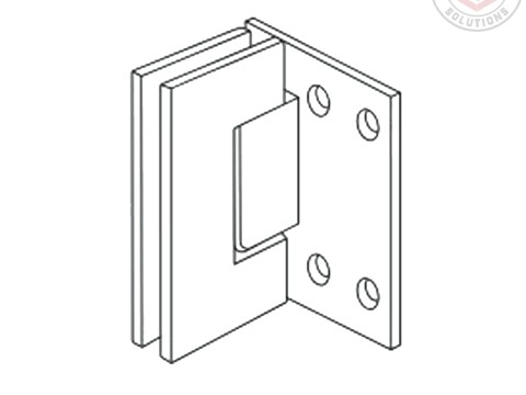Extended L-shaped glass to wall shower hinges