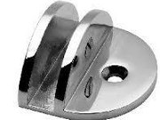 Glass Shelf Bracket - Round 50mm x 43mm x 24mm with Horizontal Leg - Polished Chrome