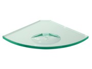 Glass Shelf - Quarter Circle Soap Recess - 200mm - 10mm Clear Toughened Glass