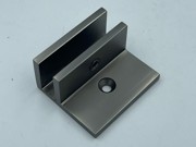 Glass Shelf Bracket - Square 50mm x 43mm x 24mm with Horizontal Leg - Gun Black Dumb Oil