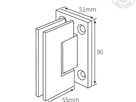 T-shaped glass to wall shower hinges