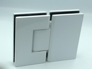 White glass to glass shower hinge for 180 degree applications