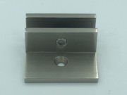 Glass Shelf Bracket - Square 50mm x 43mm x 24mm with Horizontal Leg - Brushed Nickel