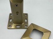 Base mount spigot for pool fencing in brushed gold