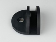 Glass Shelf Bracket - Round 50mm x 43mm x 24mm with Horizontal Leg - Matt Black