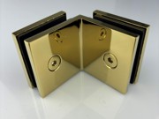 Fixed Bracket - Square 90 Degree Glass to Glass - PVD Gold