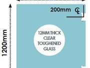 Presto Hinging Panel for Soft Close Hinges - 12mm Clear Toughened Glass - 1200mm x 500mm