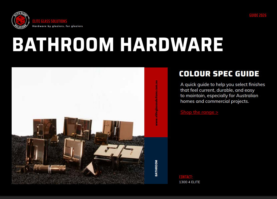 Bathroom hardware colour specification guide cover.