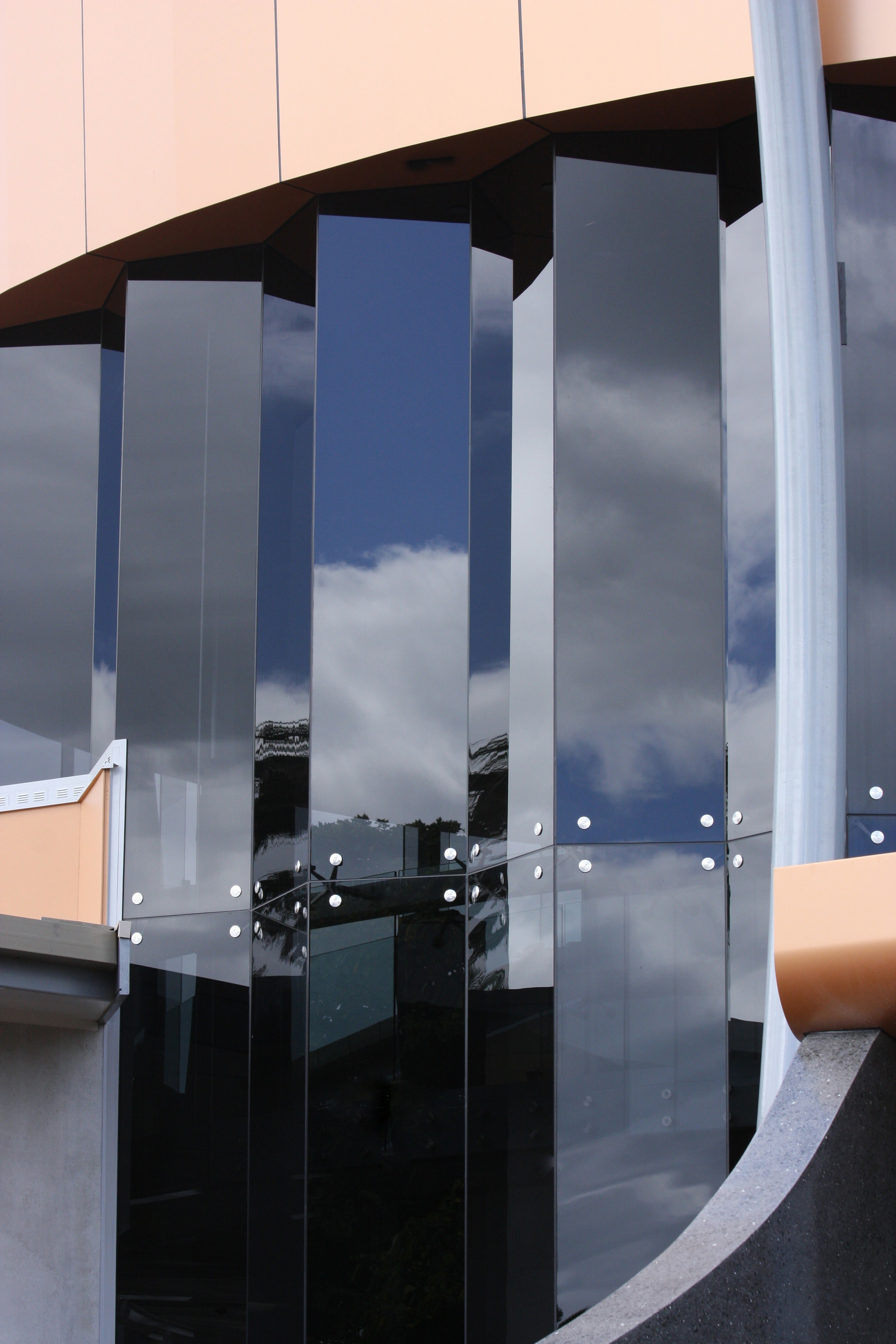 Architectural glass installation using high quality hardware for glass