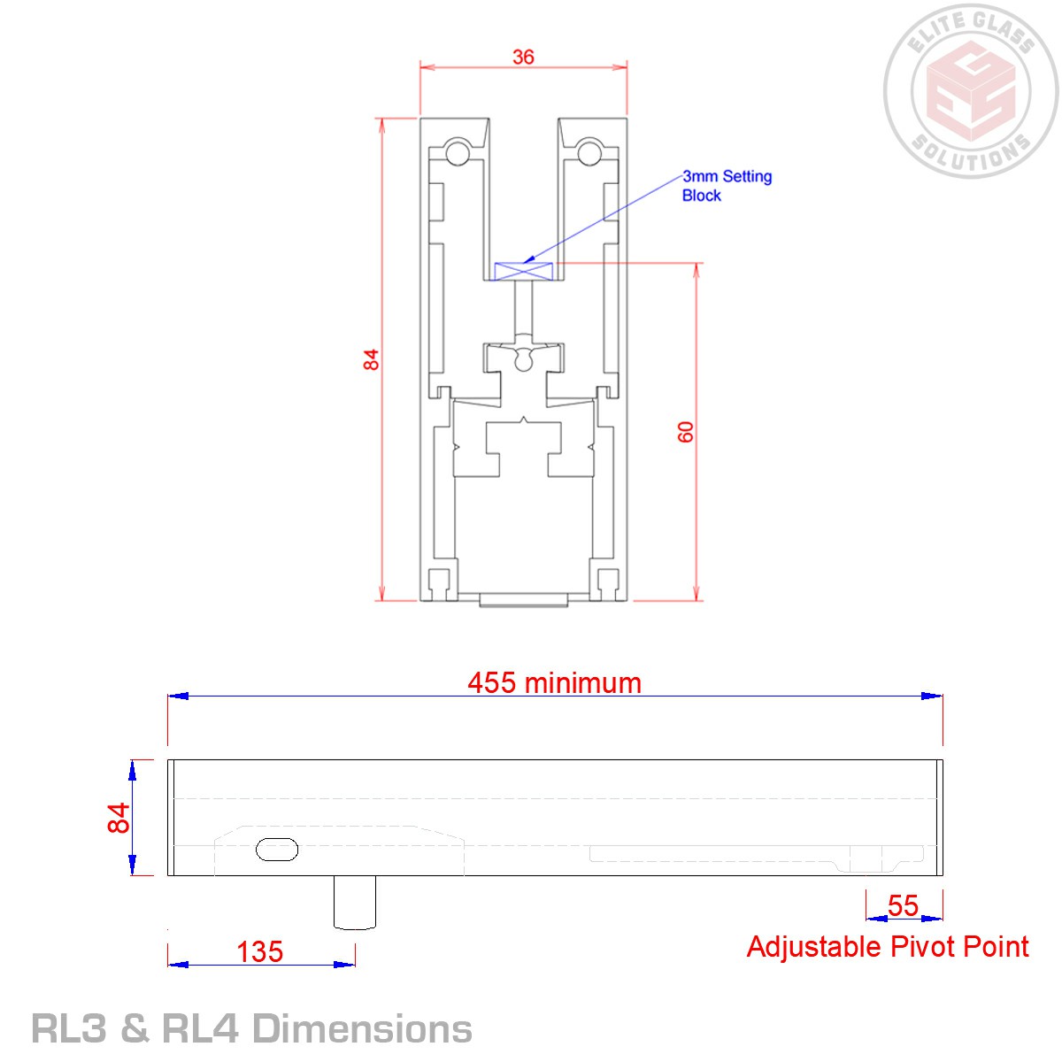 Bottom Rail - Locking - Matt Black - Elite Glass Solutions