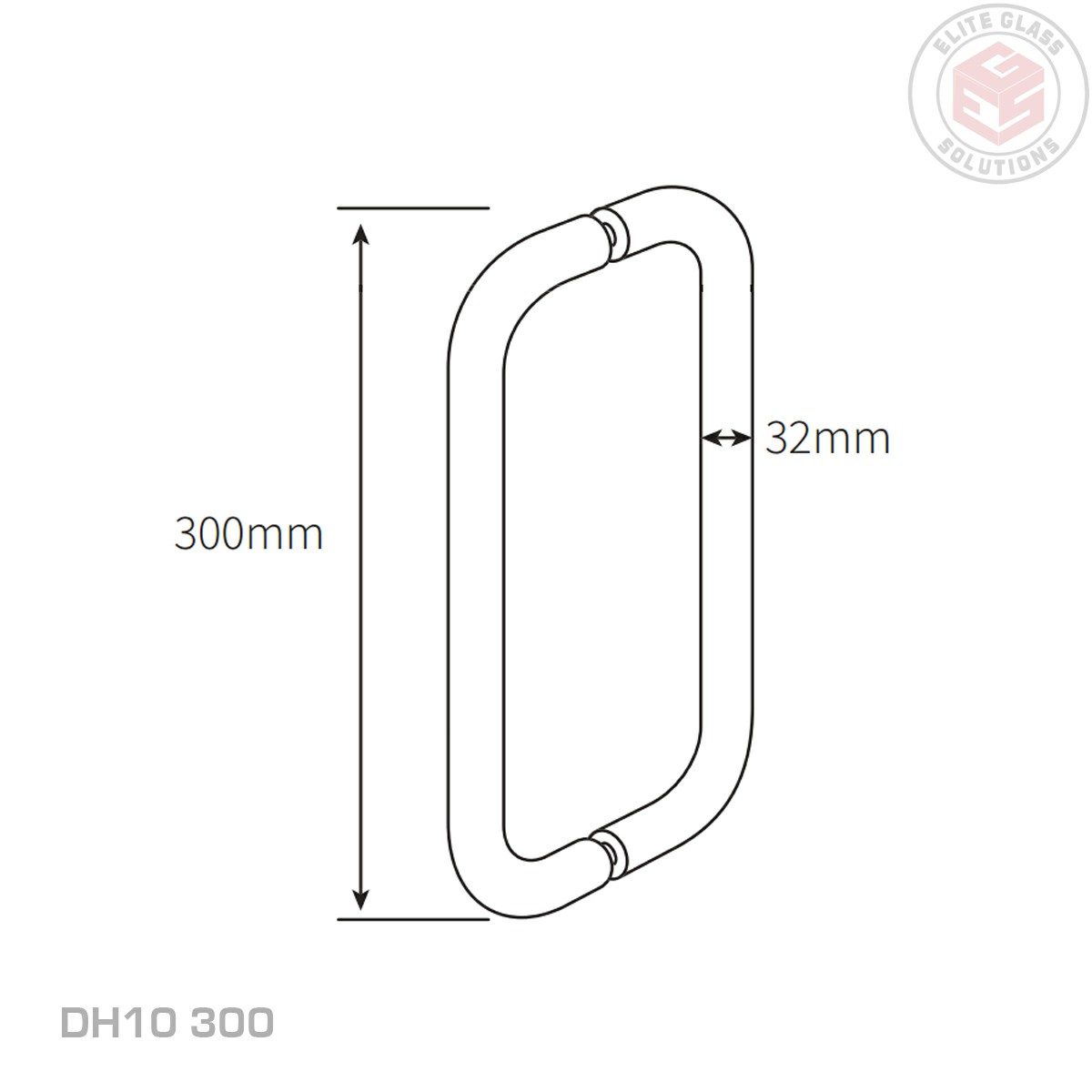 Standard D Handle Double D Handle 32mm Diameter 300mm CTC - Polished Stainless Steel ...