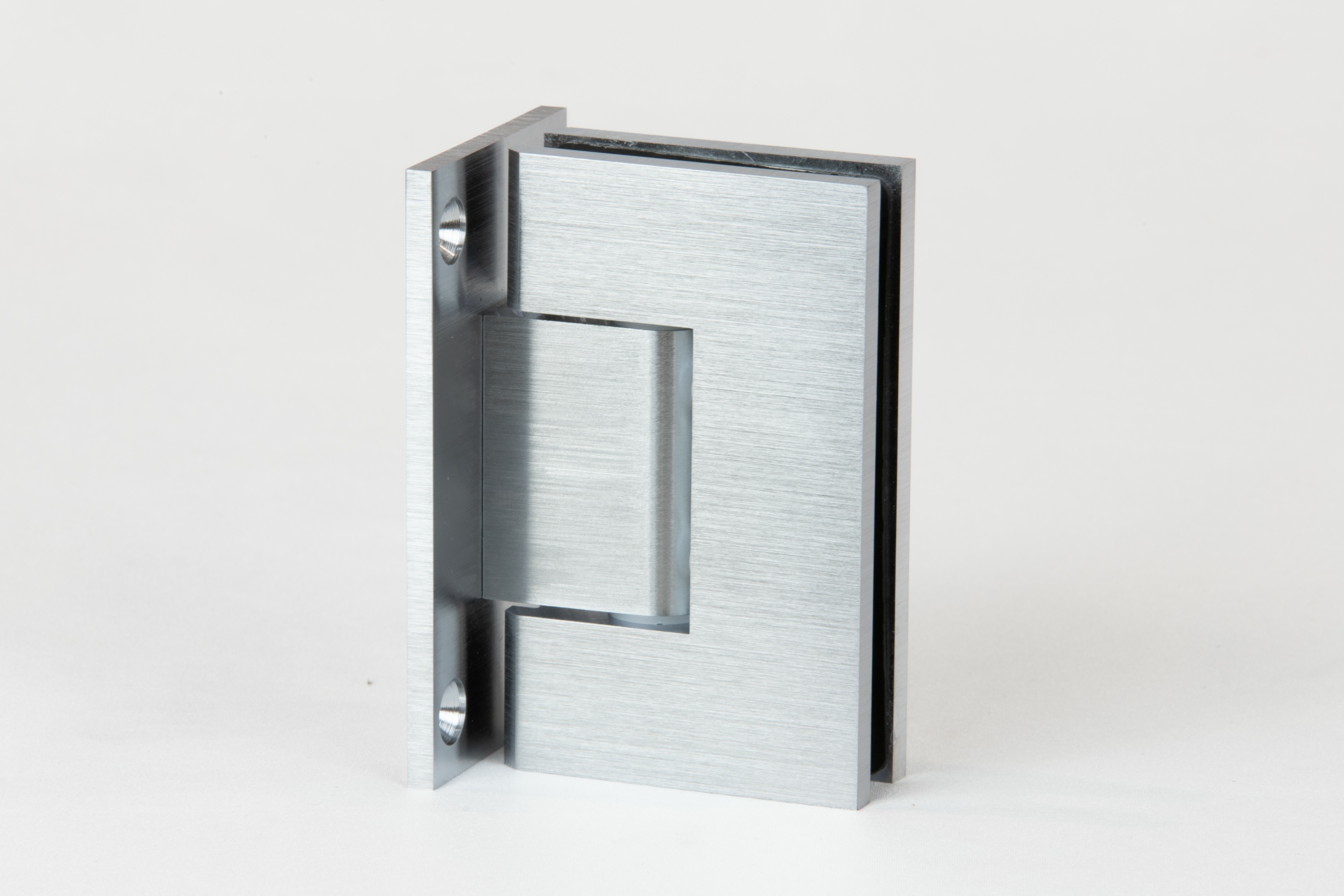 Satin Chrome T shaped glass to wall hinge