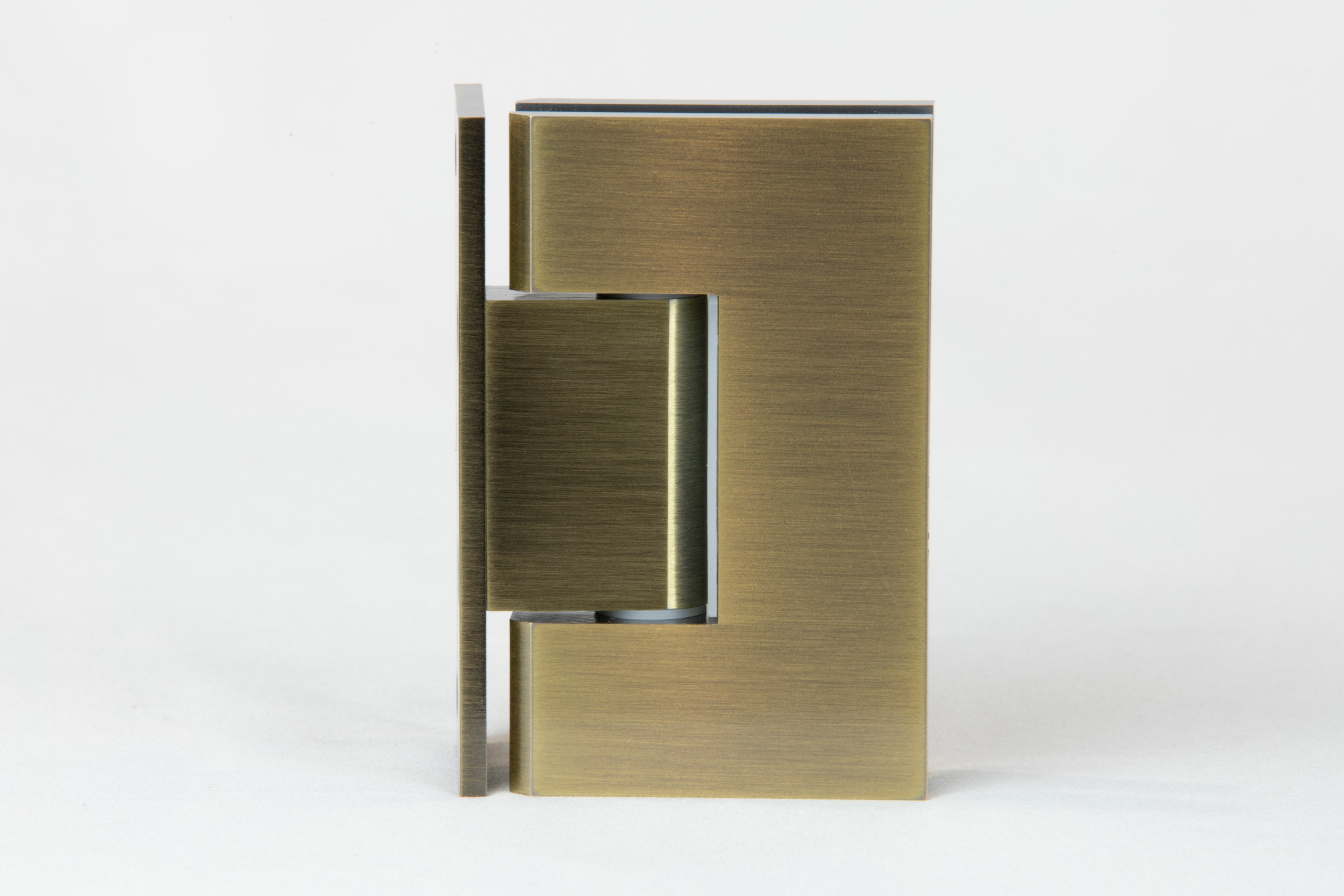Variable angle glass to wall hinge in Antique Brass