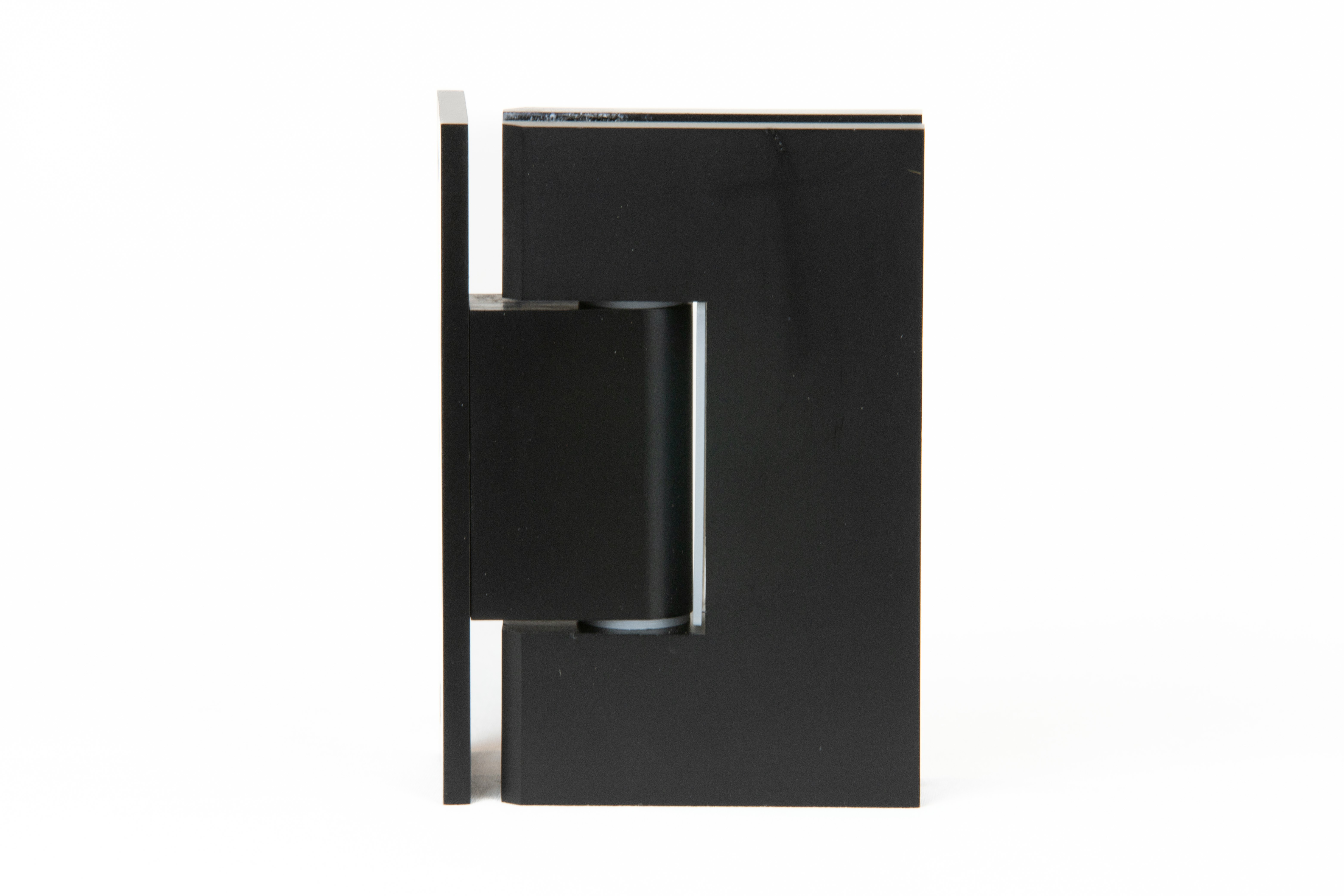 Variable angle glass to wall hinge in Matt Black