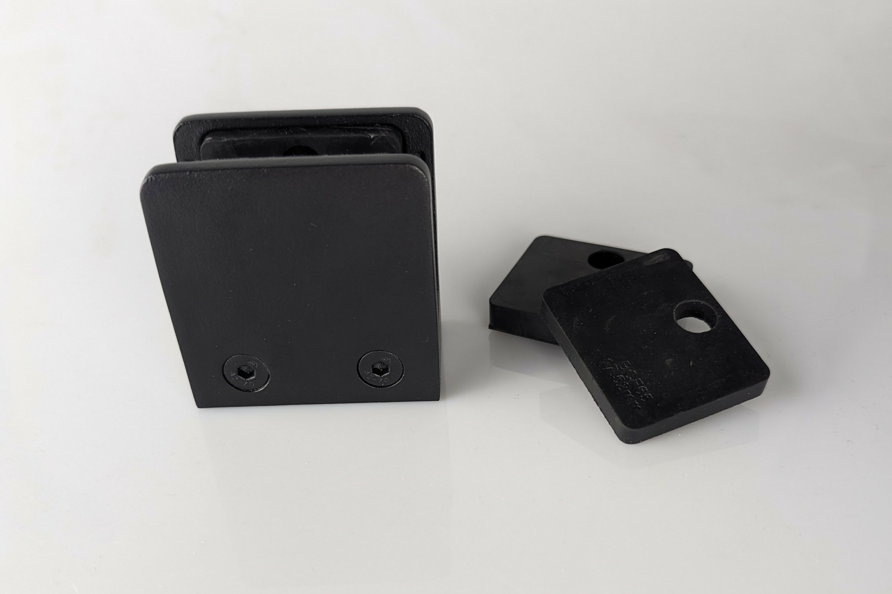 Image of Glass Clamp - Square Profile 65mm High x 40mm Deep x 70mm Wide - Matt Black