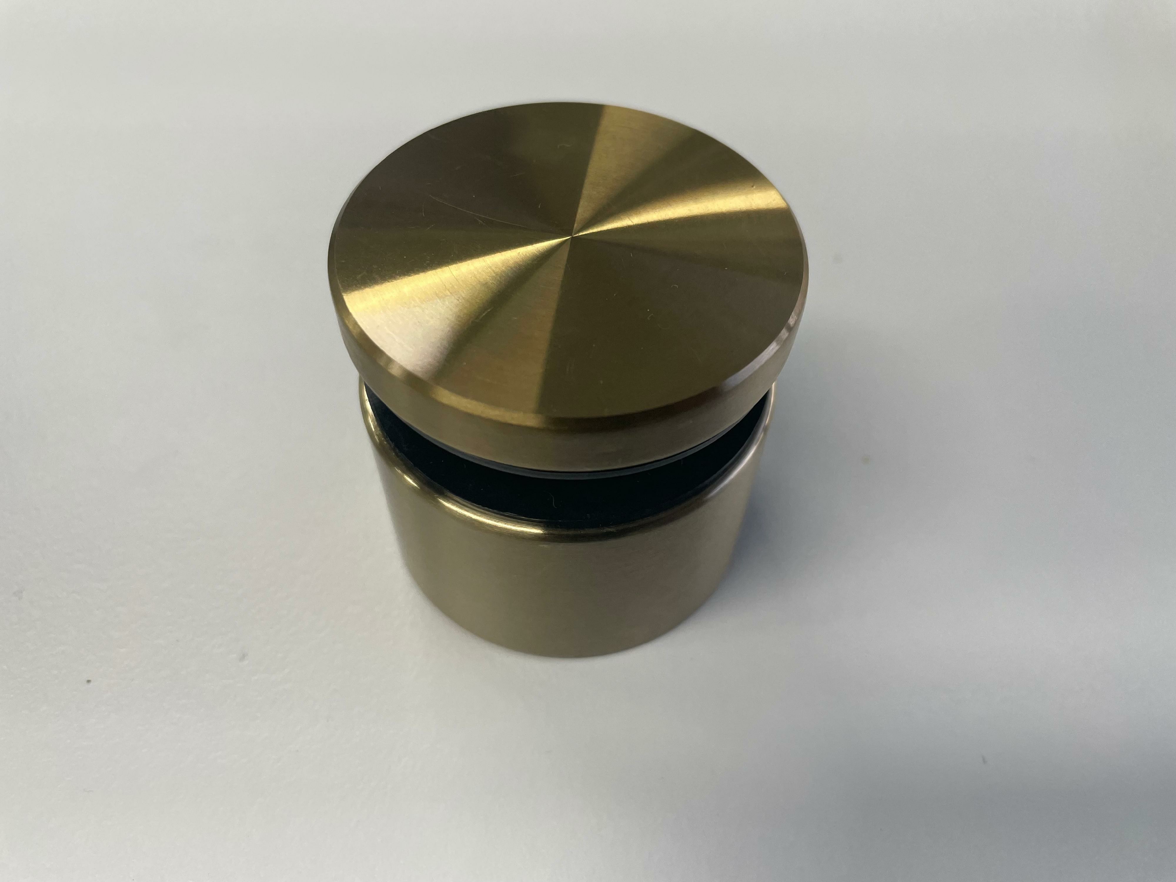 Glass Anchor - 38mm Diameter - Slimline Flat Button Head - 30mm Spacer - Brushed Brass