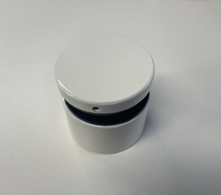 Glass Anchor - 38mm Diameter - Slimline Flat Button Head - 30mm Spacer - White