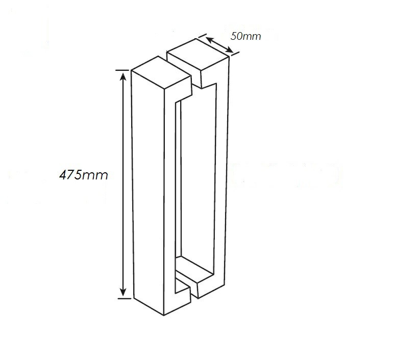 Handle - Rectangular D Pull Handle - 50mm x 25mm - 475mm Overall ...