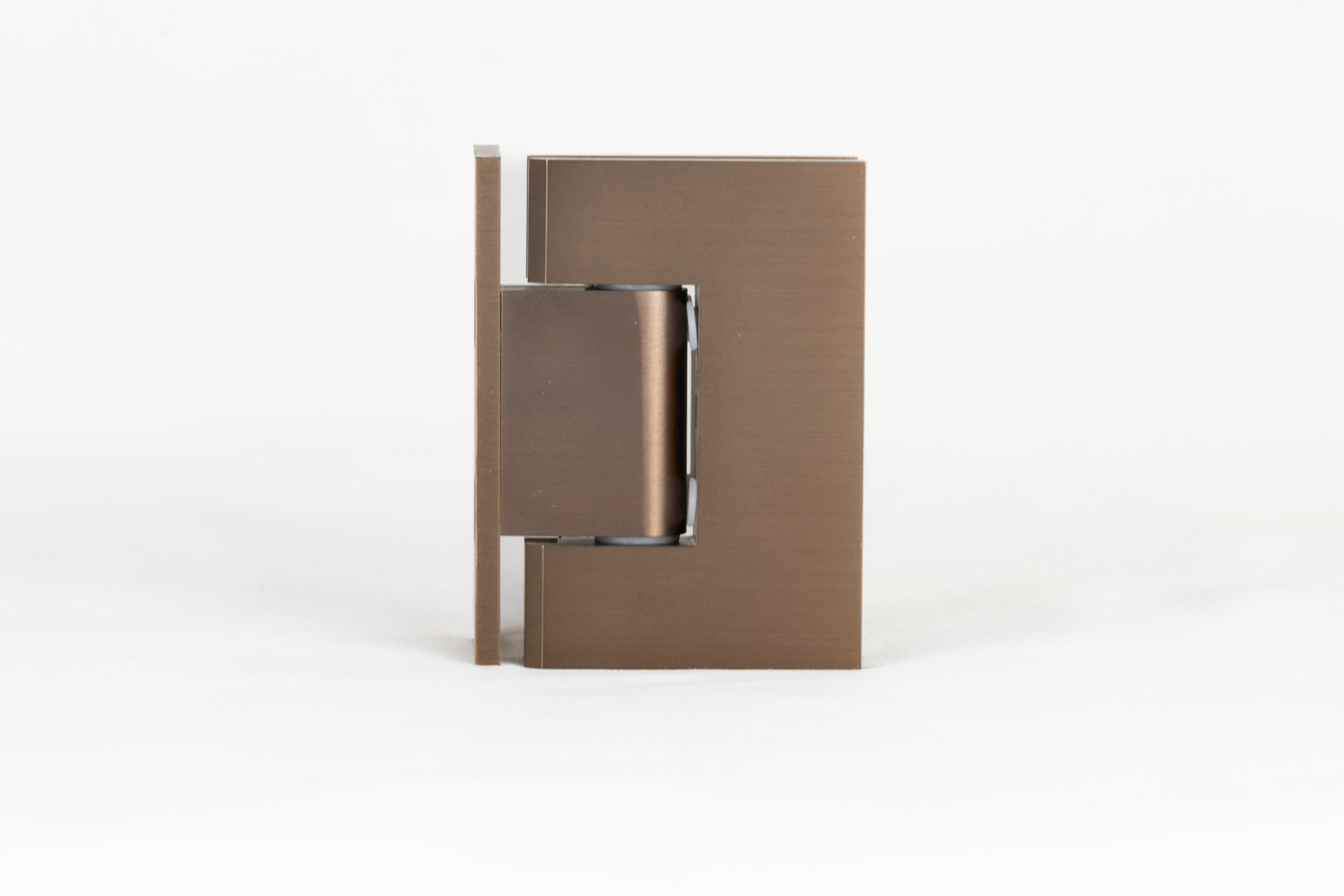 Bronze L shape glass to wall shower hinge