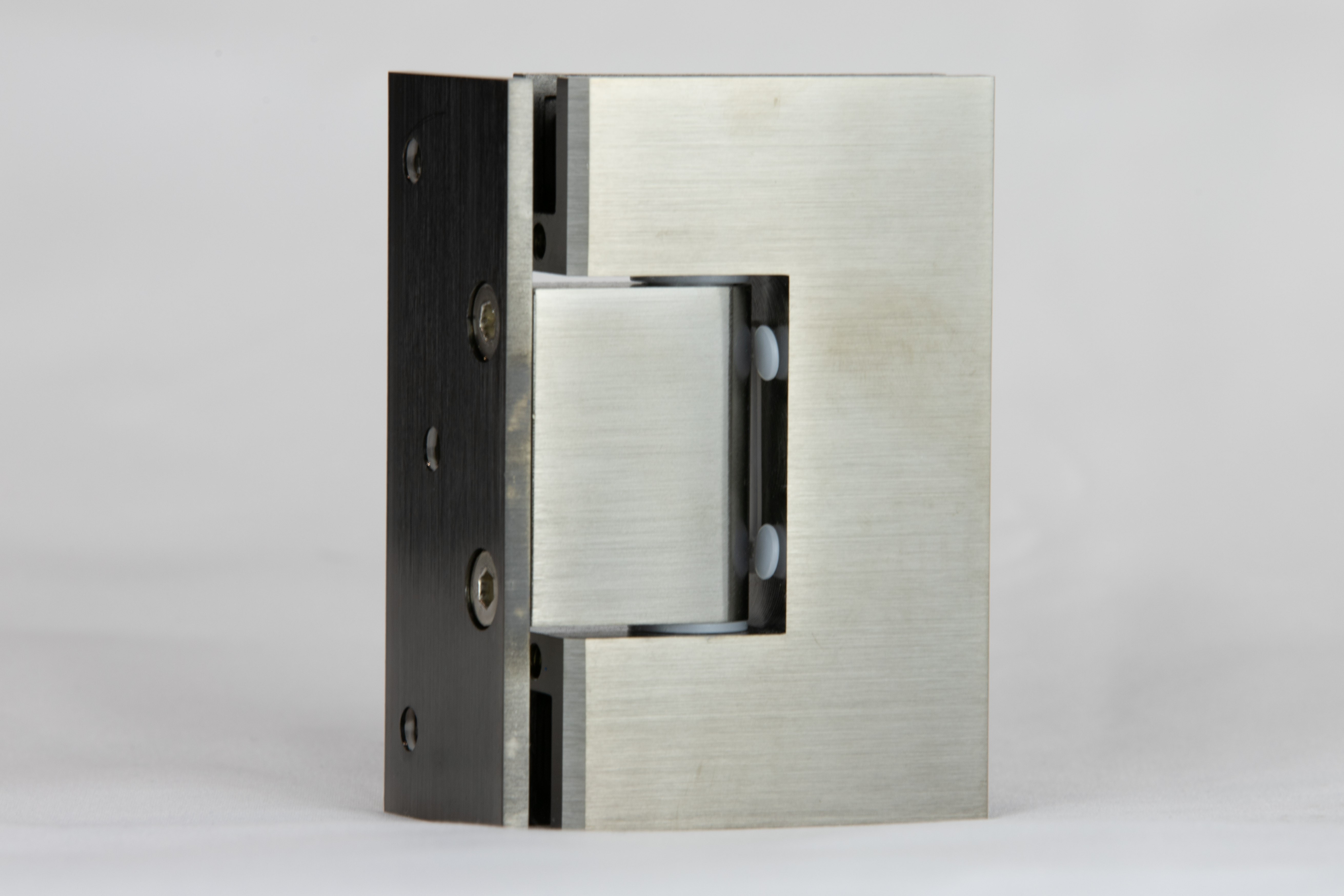 Brushed Gun Black L shaped glass to wall hinge