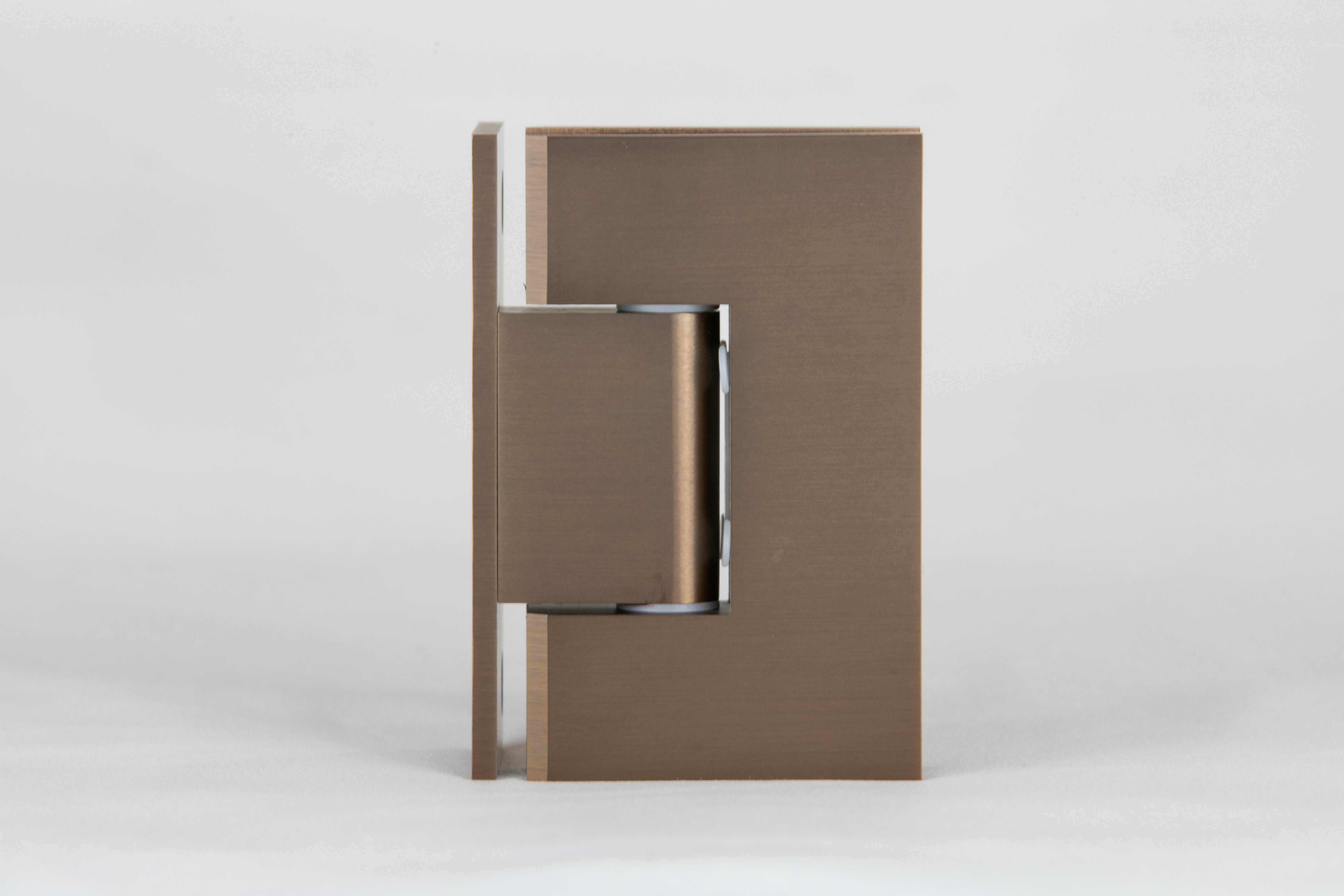 Bronze L shaped glass to wall hinge