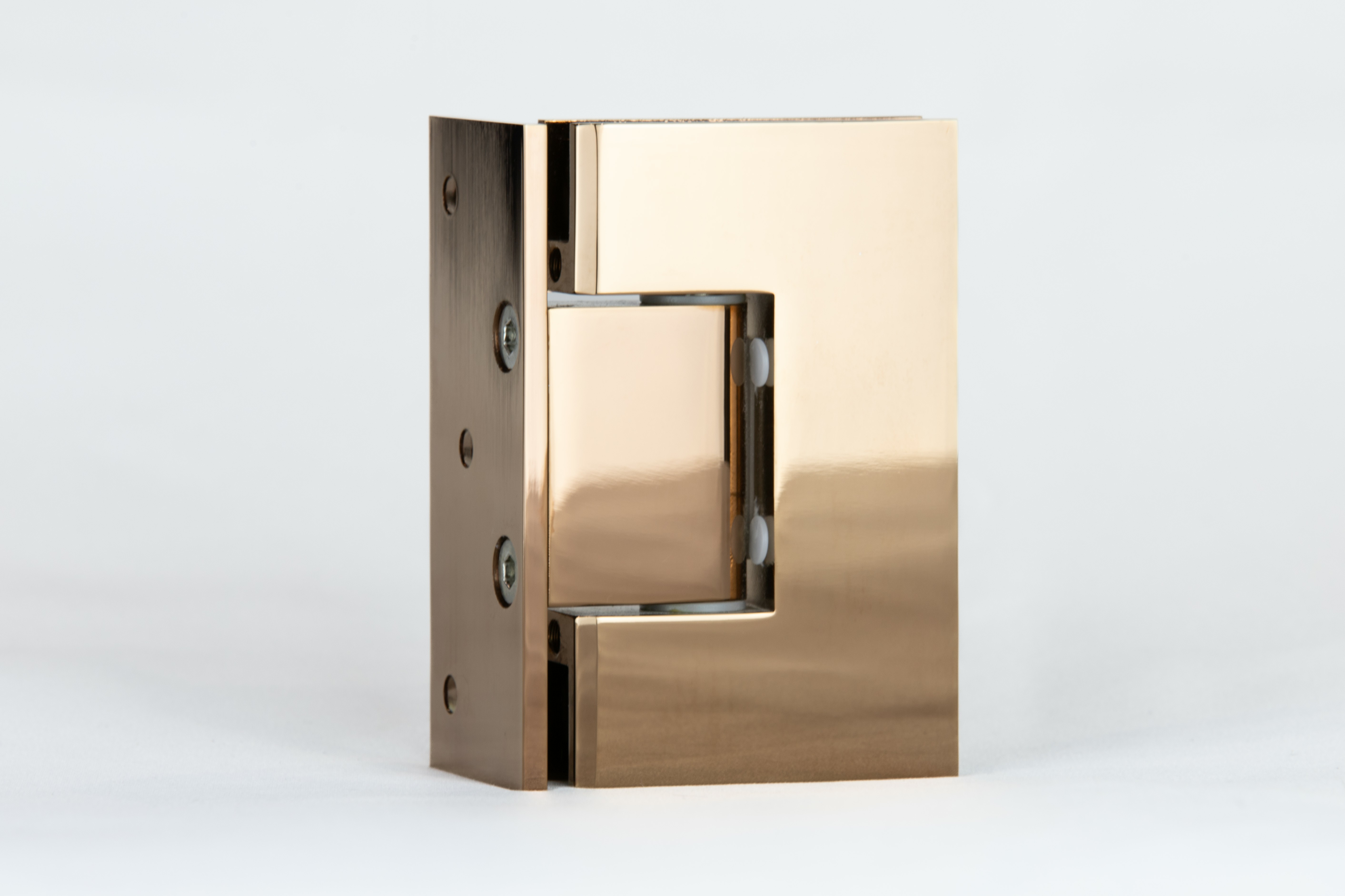 Rose Gold L shaped glass to wall hinge