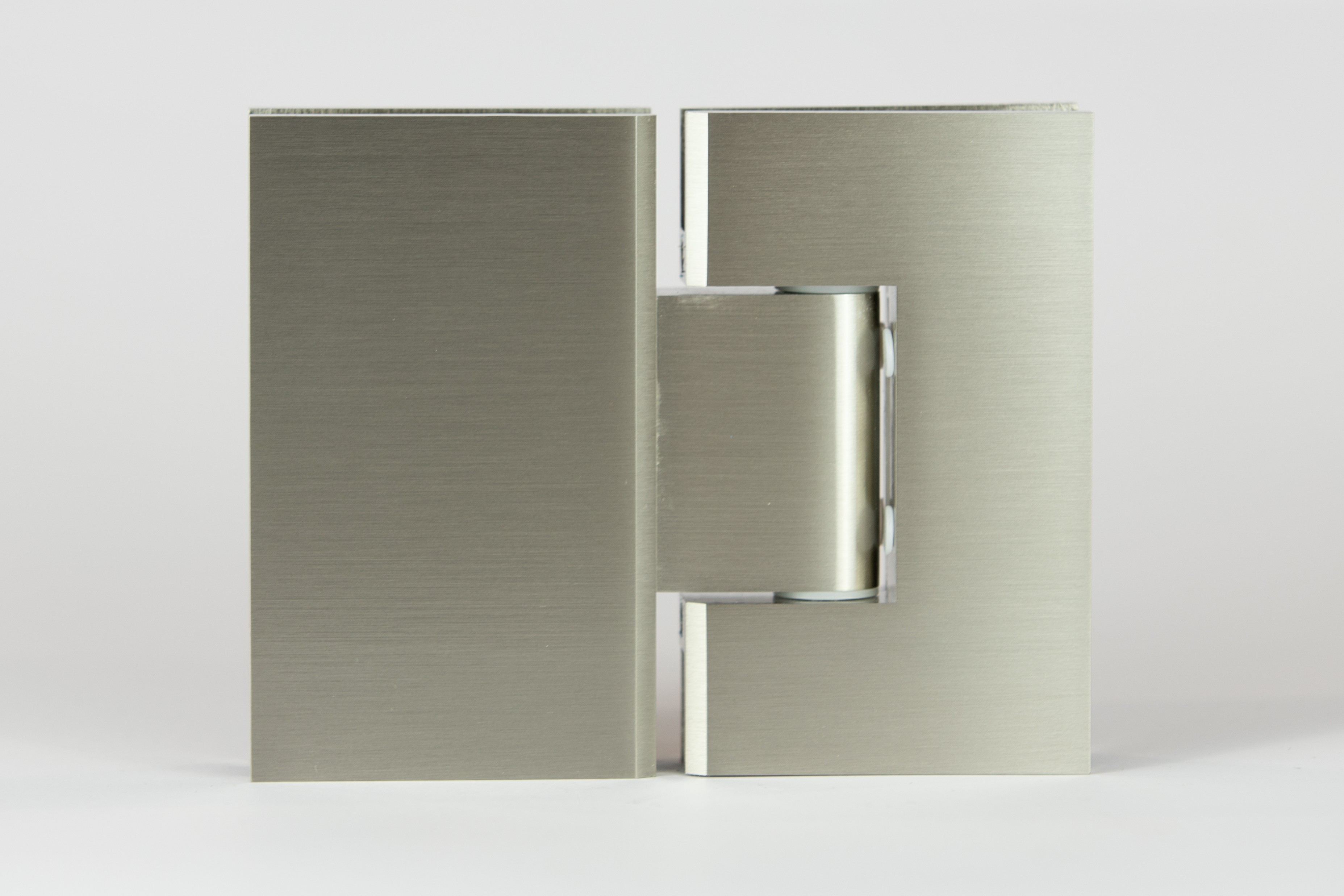 ES2 BN - 180 degree glass to glass shower hinge in a brushed nickel finish