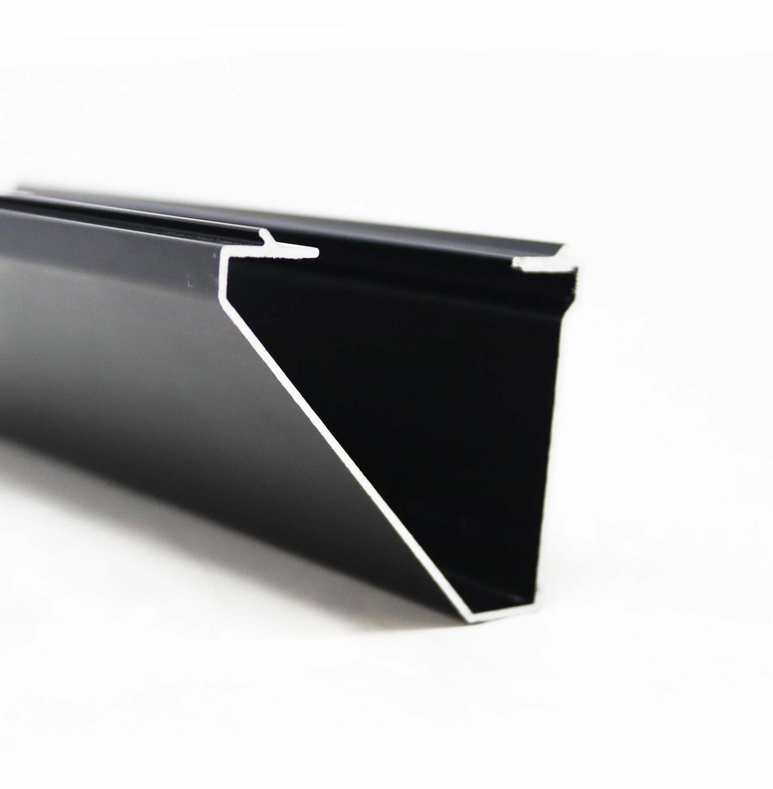 Brushed black tapered bottom cladding for balustrade channels