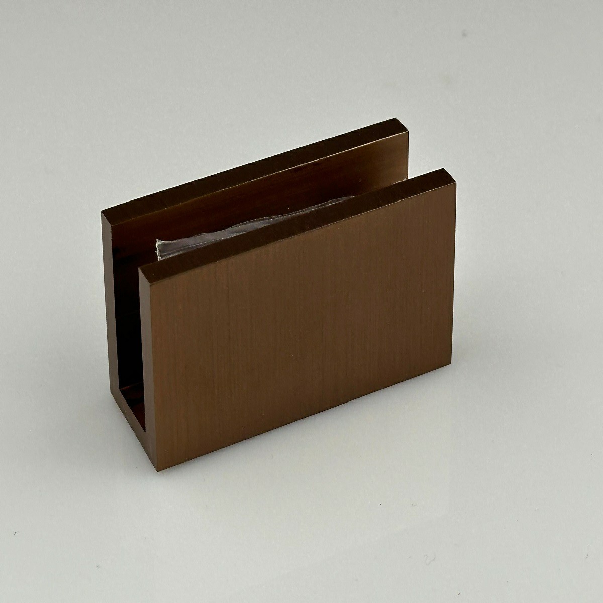Square 50mm x 20mm Glass Shelf Bracket to suit 12mm Glass - Bronze