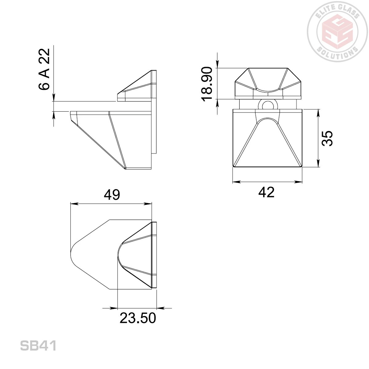 SB41 SC - Large Shelf Bracket It43 Sc | Elite Glass Solutions - Elite ...