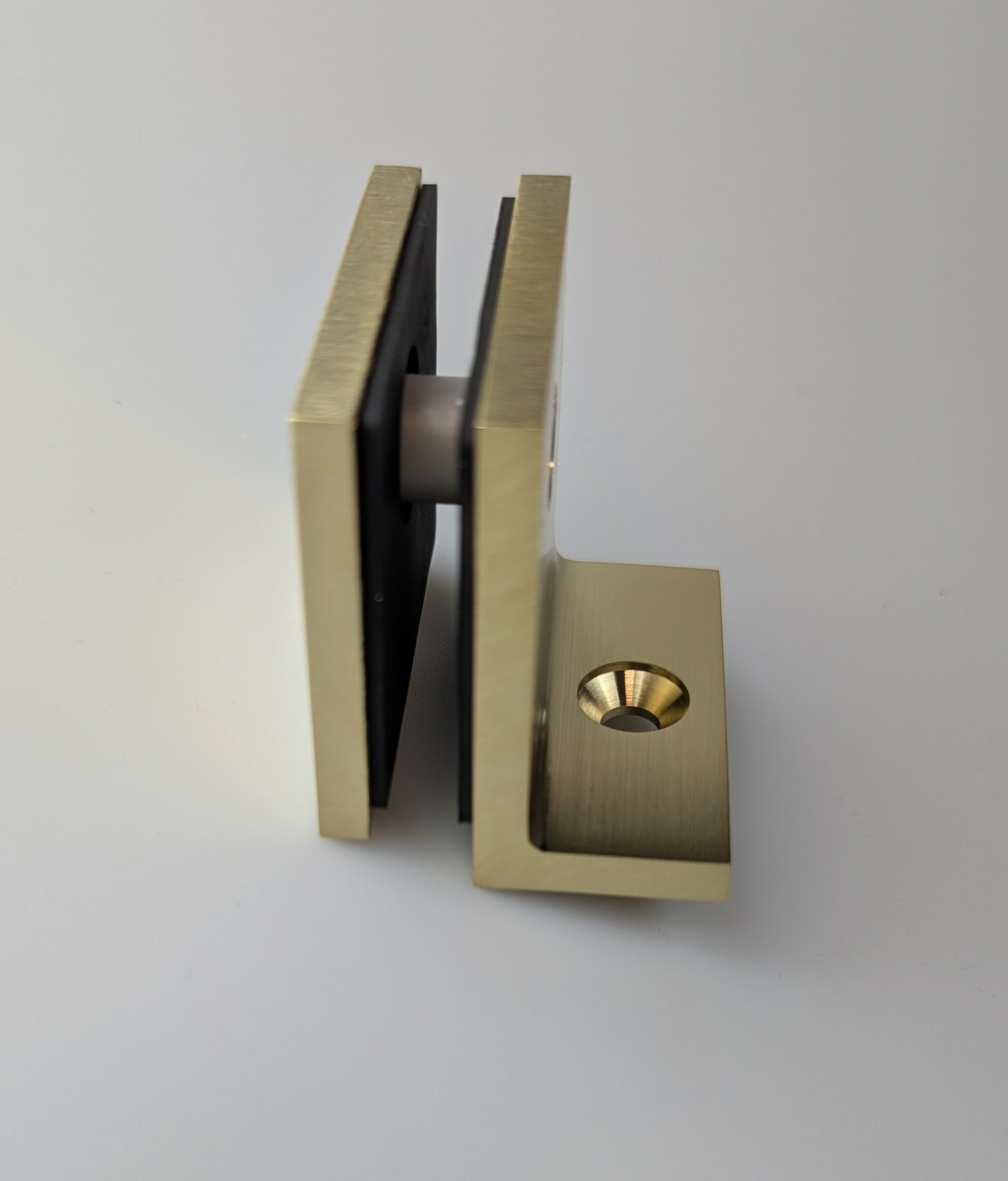 Shower Bracket - Square Wall Mount with Custom Bracket - Brushed Gold ...