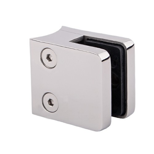 Glass Clamp - Square Profile Round Back - Suit 10-12mm Glass - Polished Stainless Steel