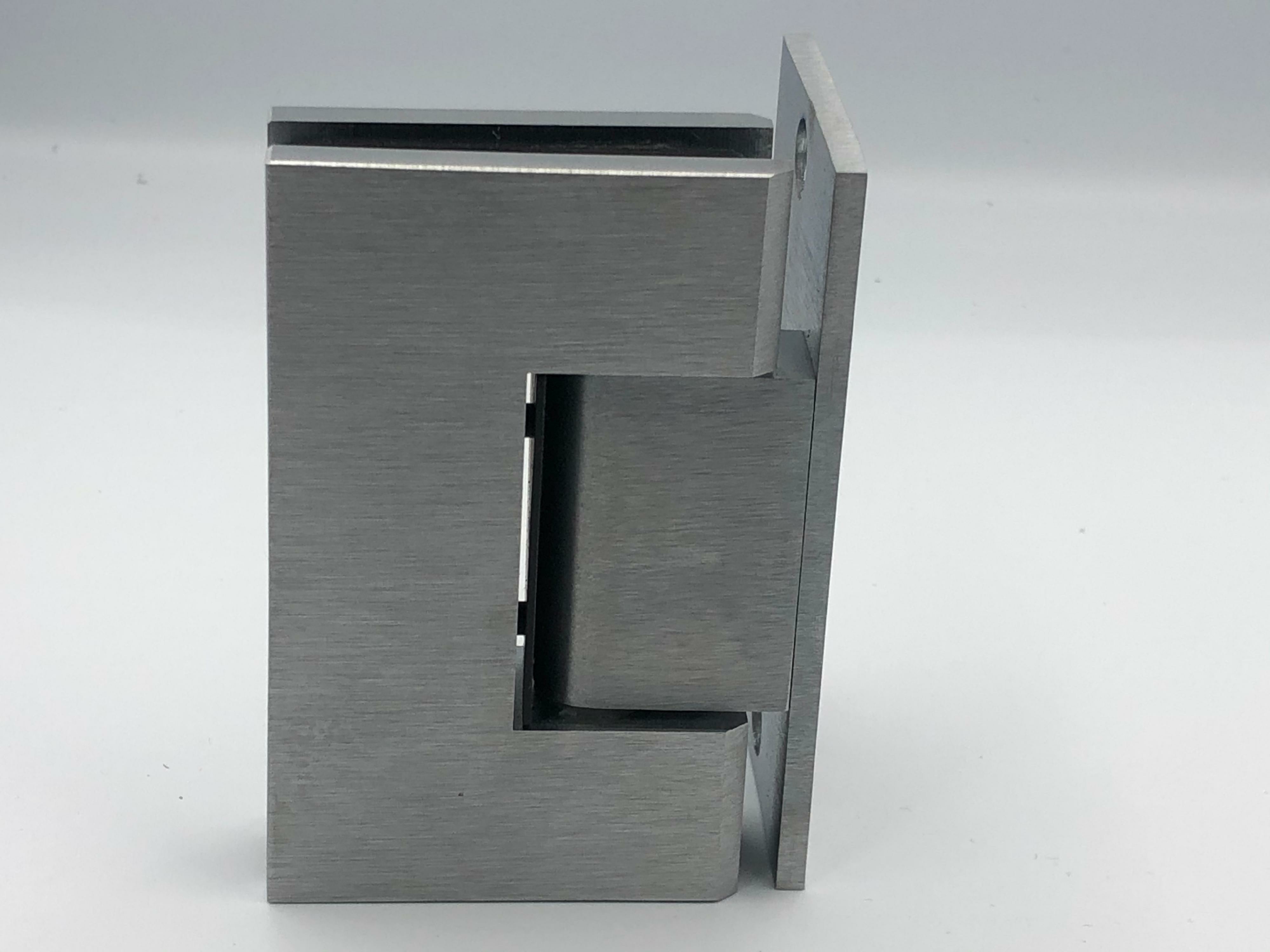 Modern ES1L3 heavy duty wall fix hinge in satin chrome with a soft, understated finish