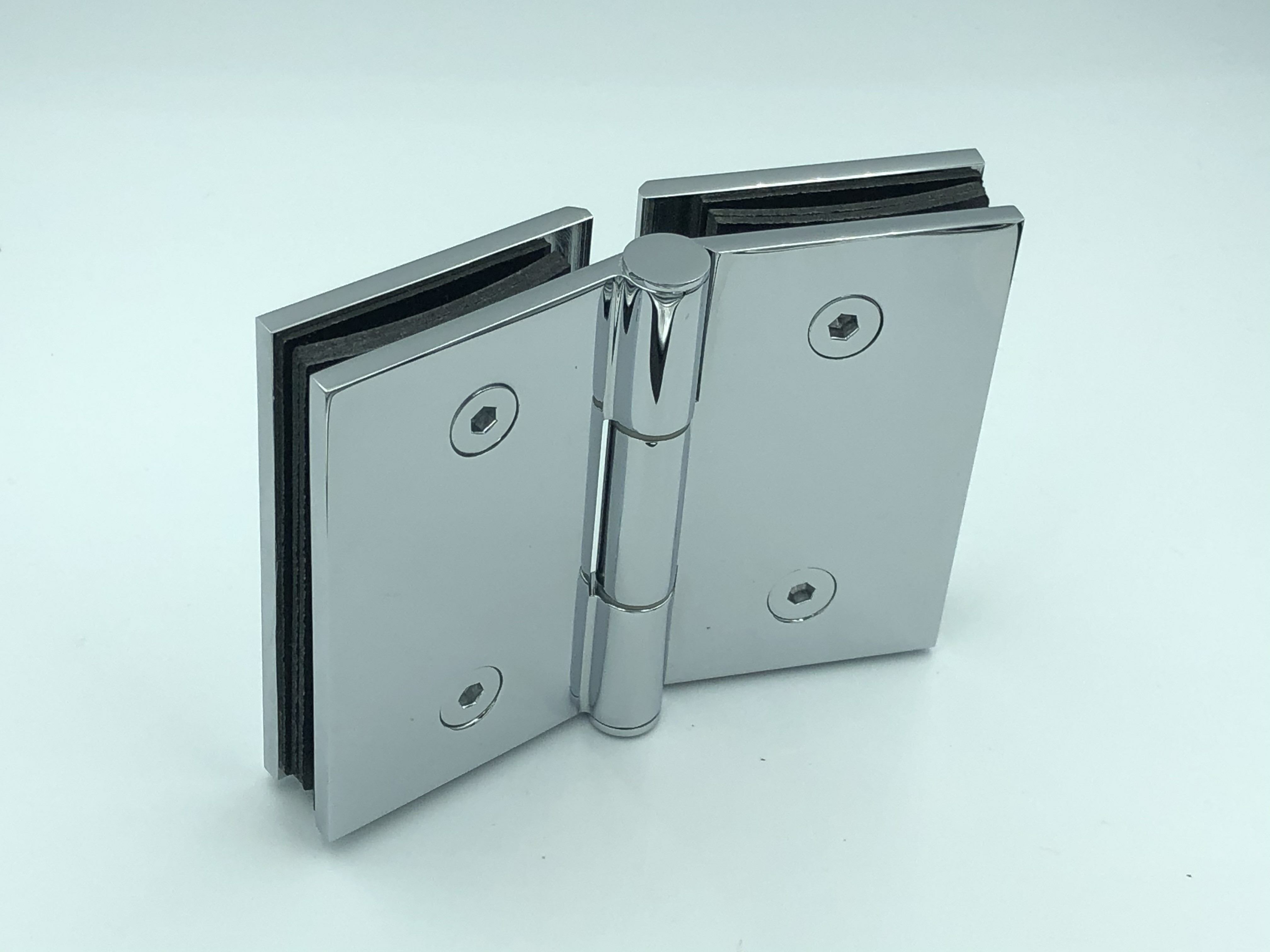 Bi-fold Shower Hinge for glass-to-glass fixing - indicative finish only, view swatch for actual colour 