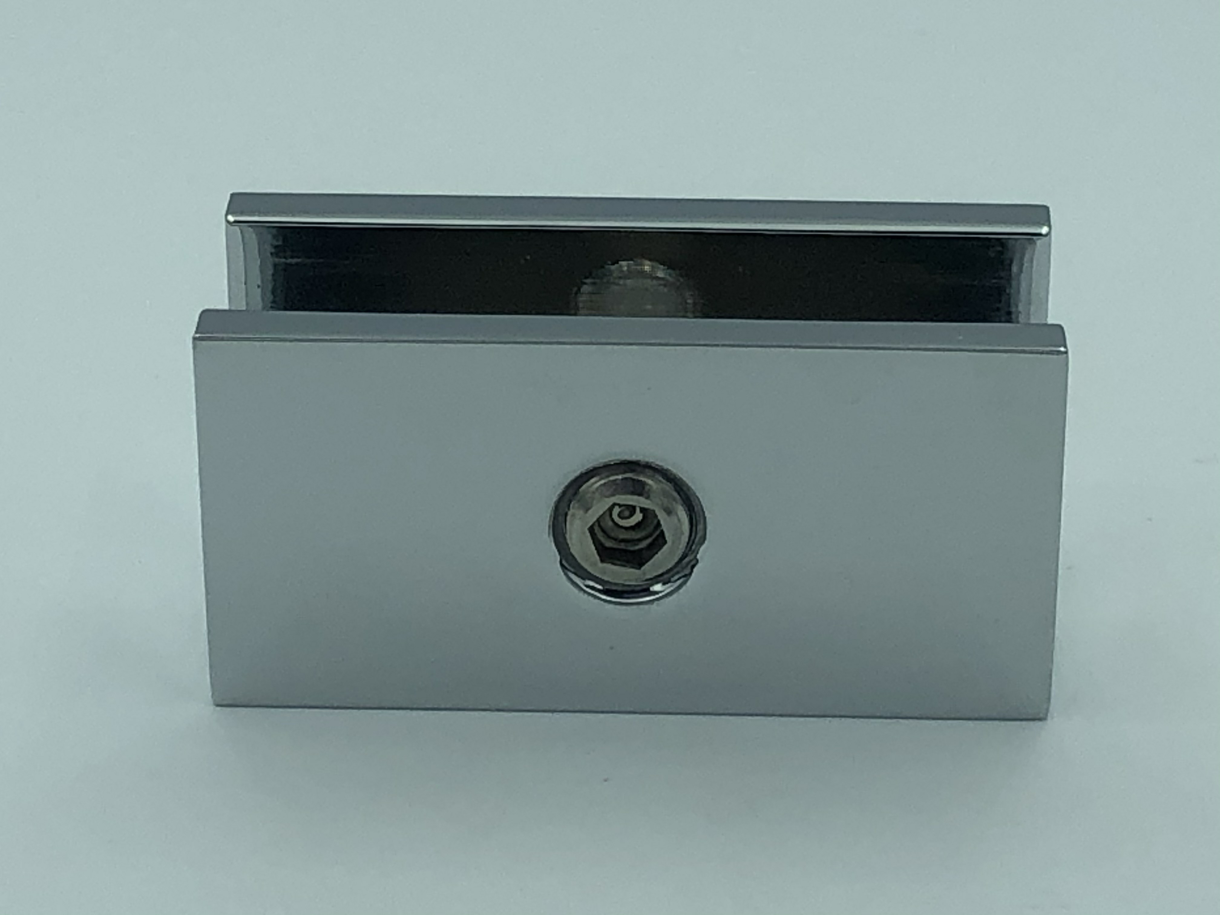 Glass Shelf Bracket - Square 50mm x 20mm - Suit 10mm Glass - Polished Chrome