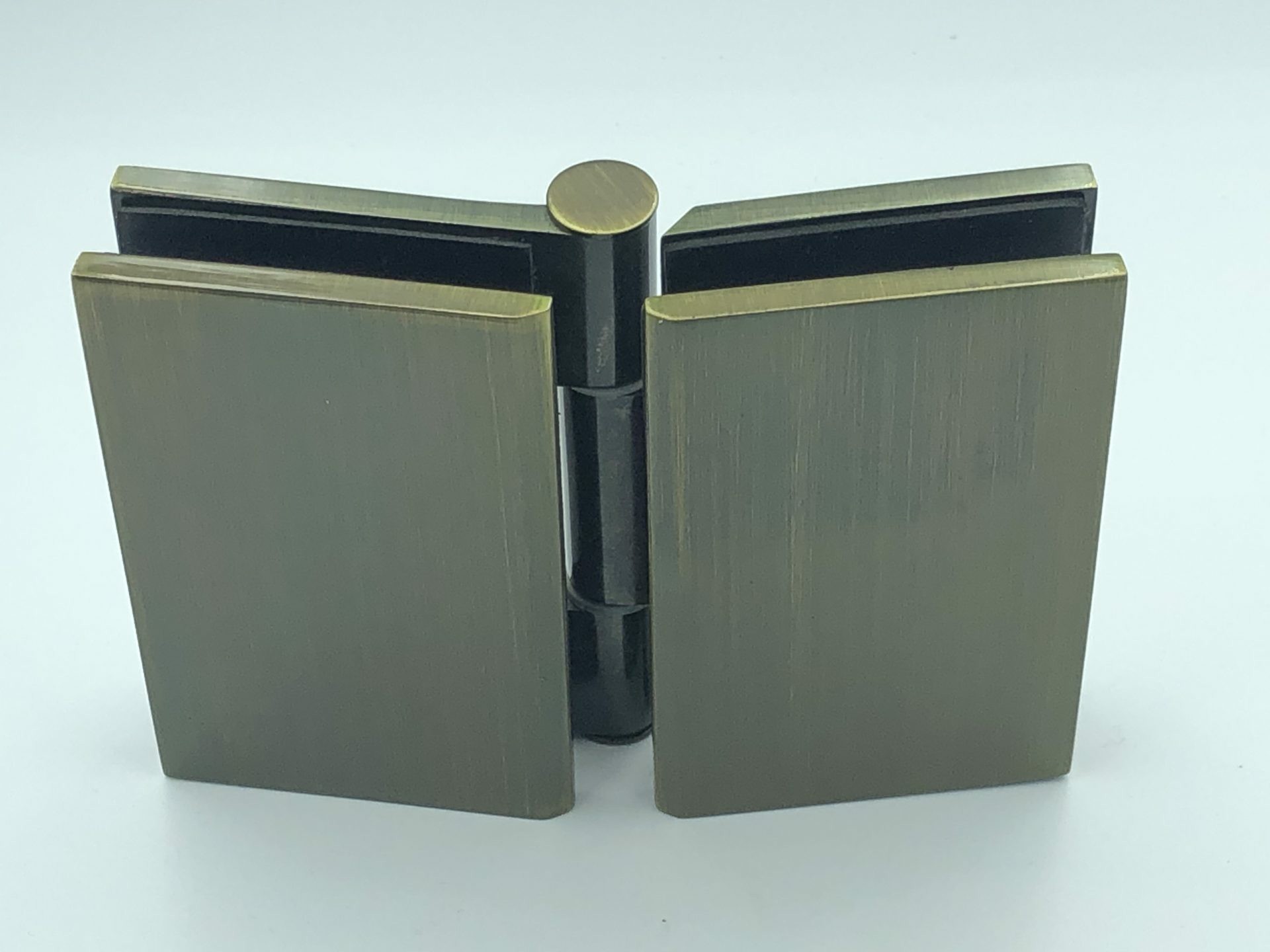 Bi fold Shower Hinge for glass to glass fixing in Antique Brass