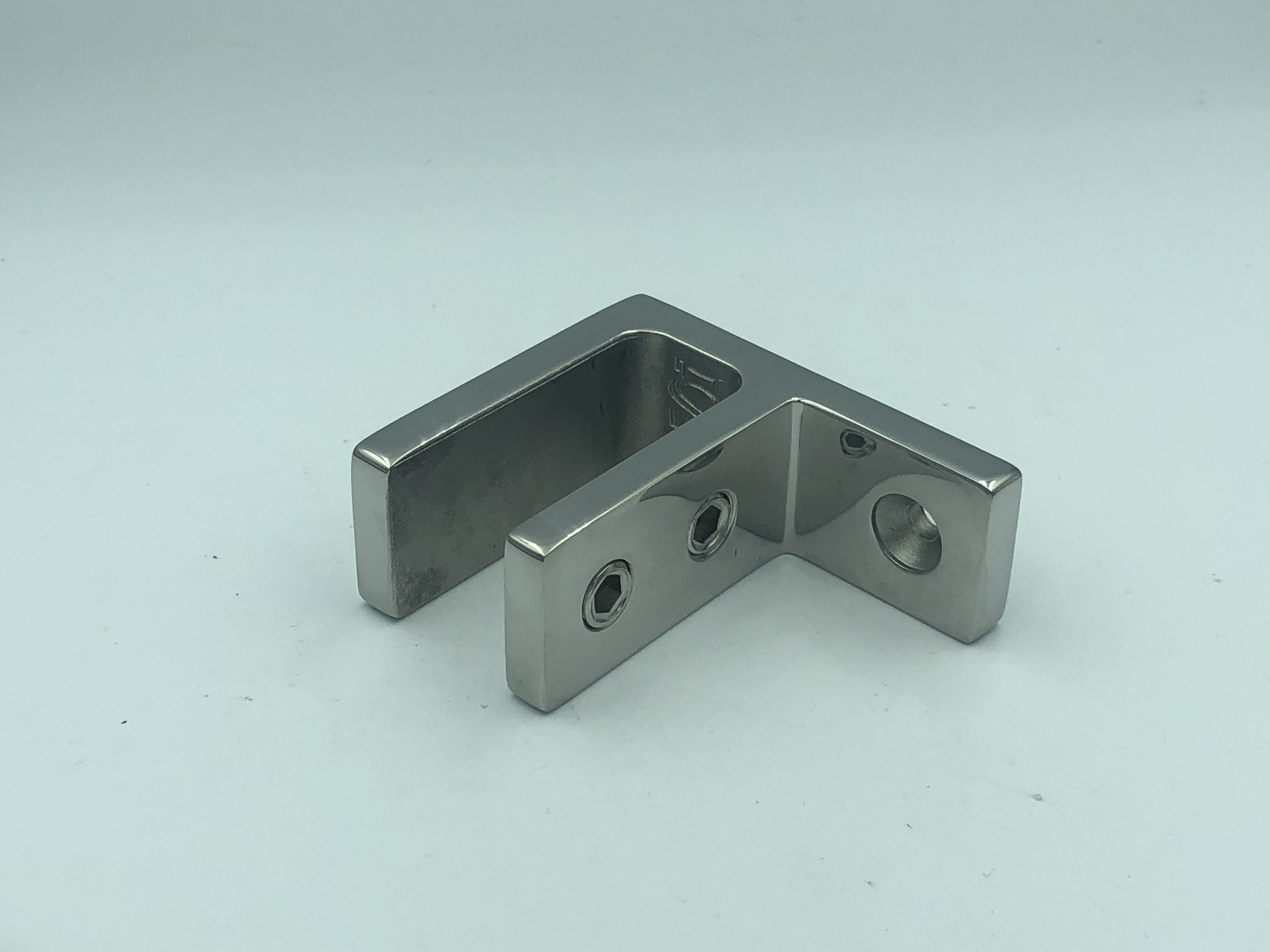 Glass Clamp - Wall Mount with Leg - Suit 12mm - 21.52mm - Satin Stainless Steel