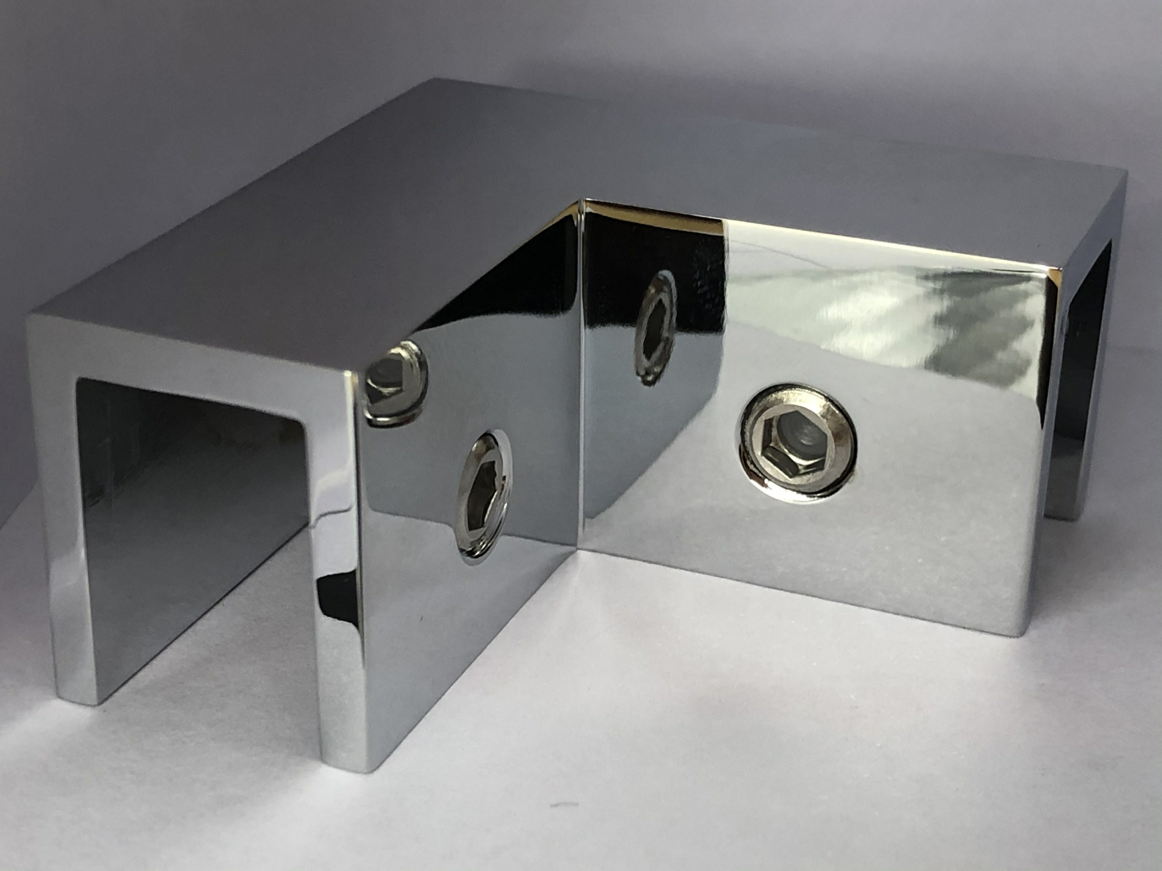 Over Panel Fitting Connector - 90 Degree - Polished Chrome